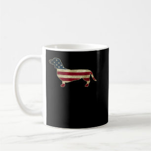 Patriotic Dachshund 4:e juli Amerikanska Flagga Hu Kaffemugg