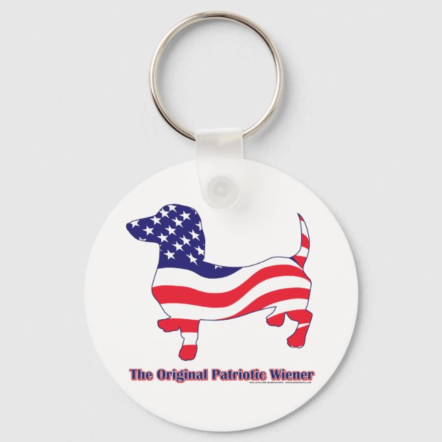 Patriotic Dachshund - Doxie Nyckelring (Framsida)