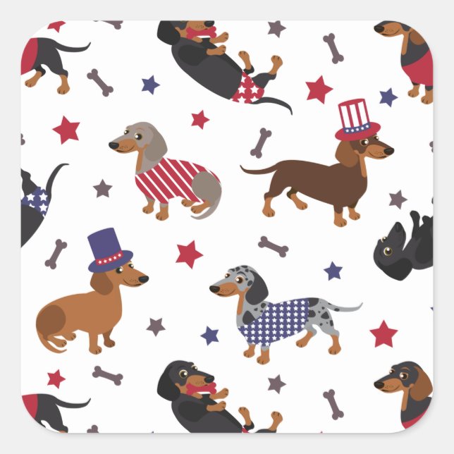 Patriotic Dachshund Fyrkantigt Klistermärke (Framsida)