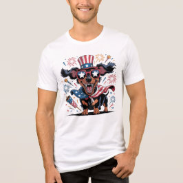 Patriotic Dachshund Hund 4 juli Amerikanska Flagga T Shirt