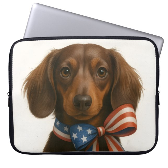 Patriotic Dachshund Laptop Fodral (Framsidan)