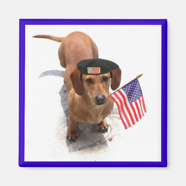 Patriotic Dachshund magnet (Framsidan)