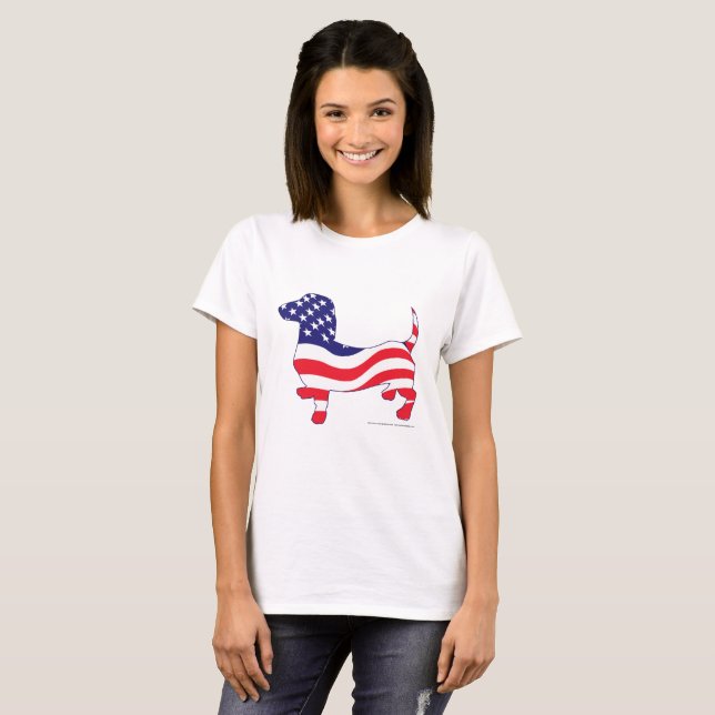 Patriotic Dachshund T Shirt (Hel framsida)