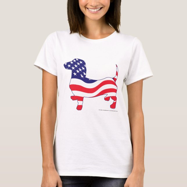 Patriotic Dachshund T Shirt (Framsida)
