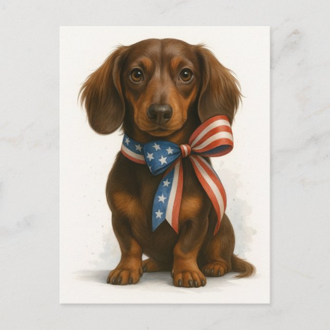 Patriotic Dachshund Vykort (Framsida)