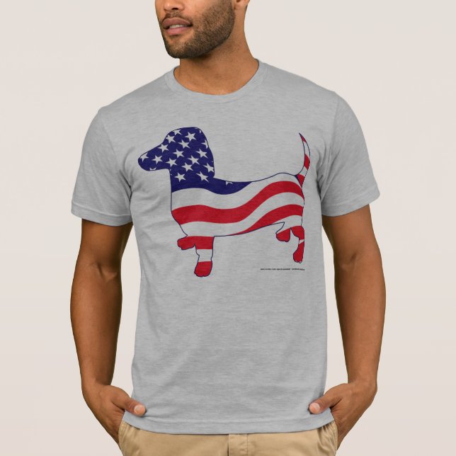 Patriotic Dachshund / Weiner Tee Shirt (Framsida)