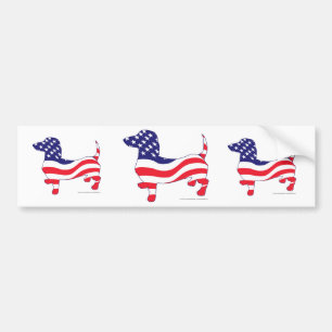 Patriotic Dachshund/Wiener Bildekal