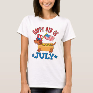 Patriotic Dachshund Wiener Hund Fjärde juli T Shirt