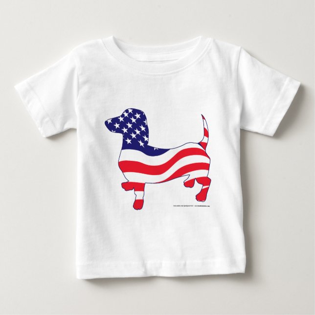 Patriotic Dachshund/Wiener Tee Shirt (Framsida)