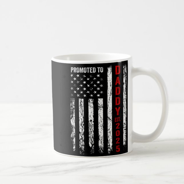 Patriotic Dad Promoted To Daddy Est 2025 New Dad 2 Kaffemugg (Höger)