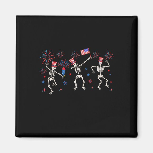 Patriotic Dancing Skeletons fjorton juli Magnet (Framsidan)