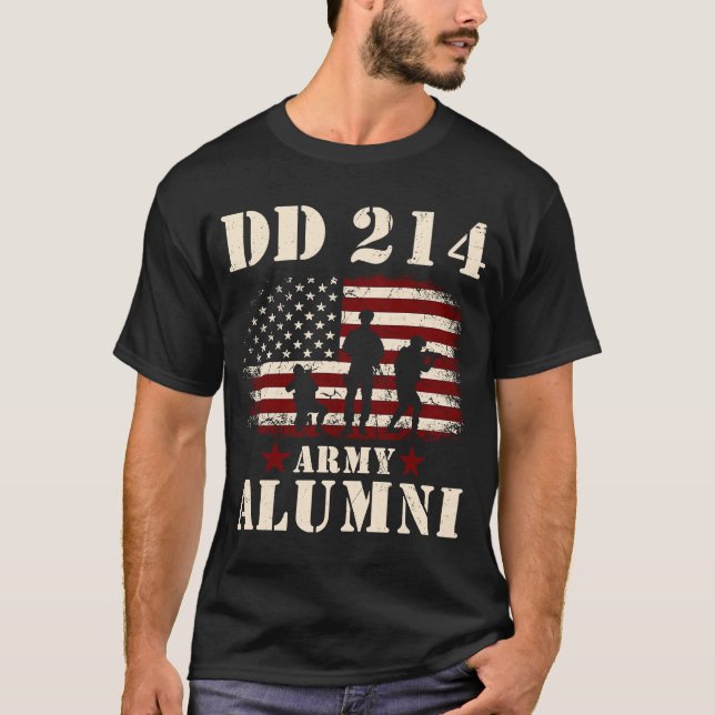 Patriotic DD 214 Alumni DD214 Militärveterandagen T Shirt (Framsida)