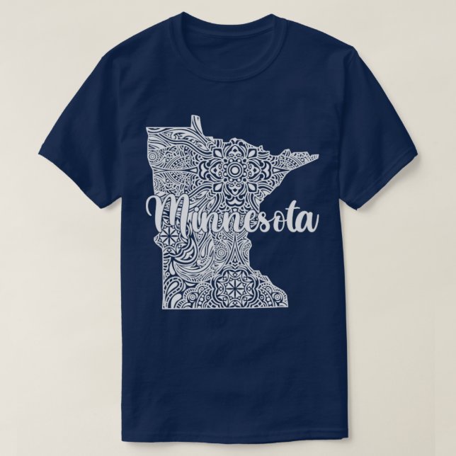 Patriotic Decorative Mandala Stil Karta i Minnesot T Shirt (Design framsida)