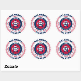 Patriotic Delaware Circle Design Sticker Runt Klistermärke