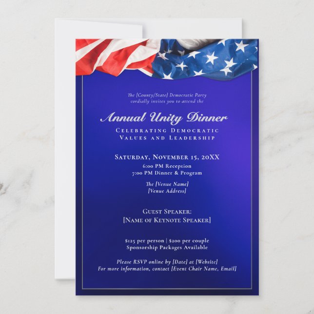 Patriotic Democratic Unity Dinner Fundising 2025 Inbjudningar (Framsida)