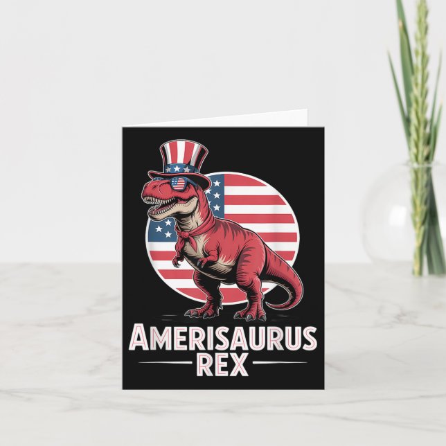 Patriotic Dinosaur 4:e juli Amerisaurus Rex Kort (Framsida)