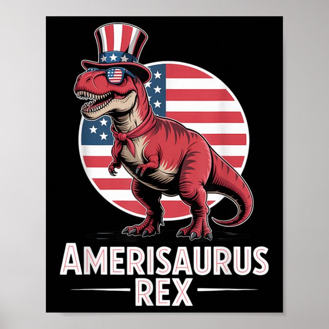 Patriotic Dinosaur 4:e juli Amerisaurus Rex Poster (Framsidan)