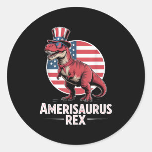 Patriotic Dinosaur 4:e juli Amerisaurus Rex Runt Klistermärke
