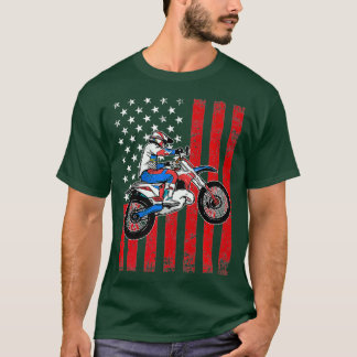 Patriotic Dirt Bike Distress American Flagga MX T Shirt