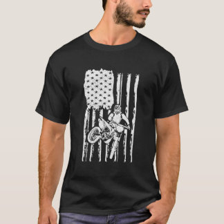 Patriotic Dirt Biking American Flagga Rider Motocr T Shirt