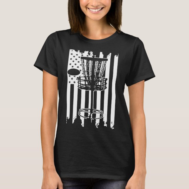 Patriotic Disk Golf USA flagga T Shirt (Framsida)