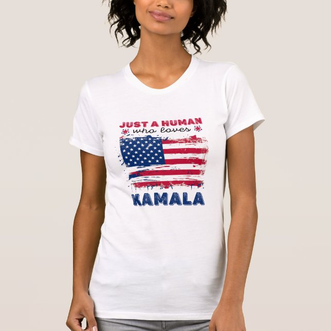 Patriotic Distress American Flagga Kamala T Shirt (Framsida)