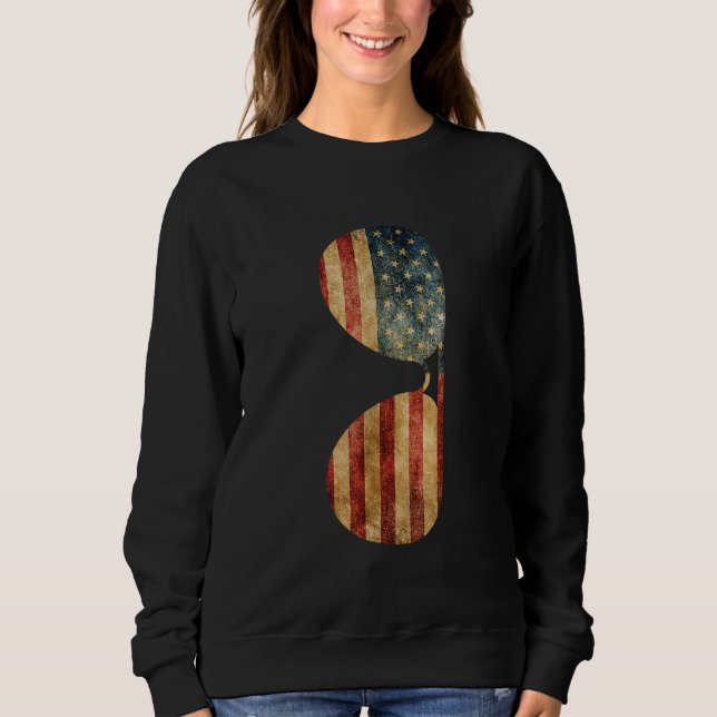 Patriotic Distress American Flagga Sunglasses T Shirt (Framsida)