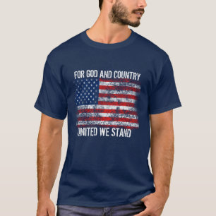 Patriotic Distress Flagga For God och Land T Shirt