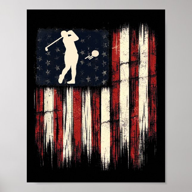 Patriotic Distress Flagga Gift För manar Kids Golf Poster (Framsidan)