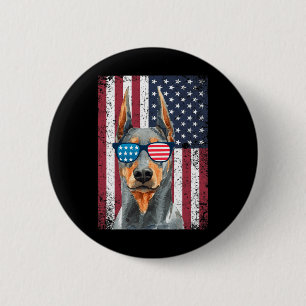 Patriotic Doberman Pinscher 4:e juli USA Americ Knapp