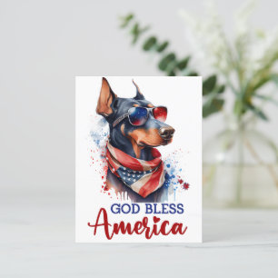 Patriotic Doberman, Välsigna dig Amerika-vykort Vykort