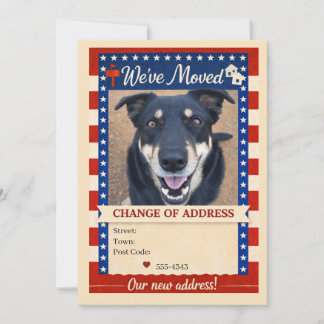 Patriotic Dog Change of Address Card Inbjudningar