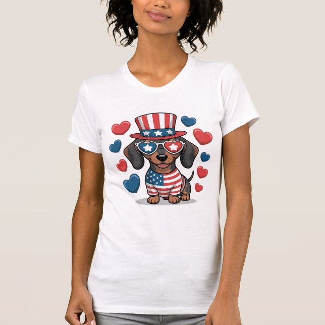 Patriotic Dog Lover USA Shirt T (Framsida)