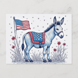 Patriotic Donkey Illustration Vote Vykort