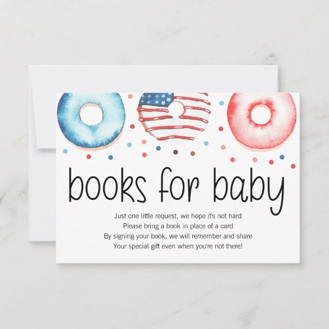 Patriotic Donut Baby Sprinkle Bokar för Baby Card Tack Kort (Framsida)