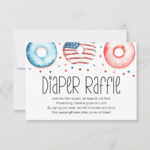 Patriotic Donut Baby Sprinkle Diaper Raffle Card Tack Kort