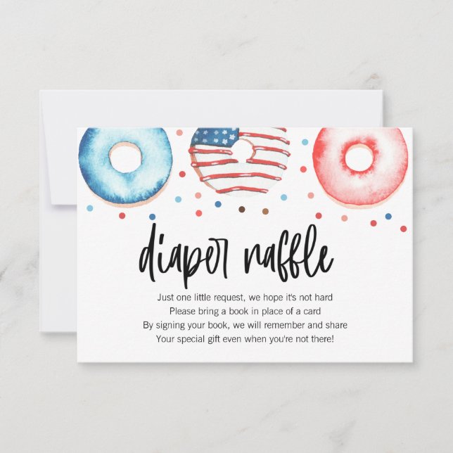Patriotic Donut Baby Sprinkle Diaper Raffle Card Tack Kort (Framsida)