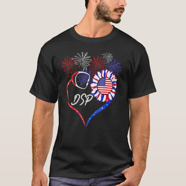 Patriotic Dsp Solros 4:e juli amerikanska Flagga T Shirt (Framsida)