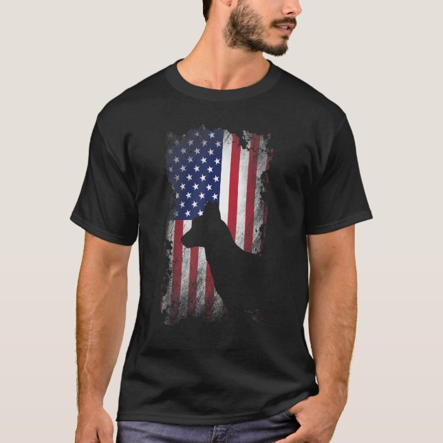 Patriotic Dutch Shepherd American Coola Hund T Shirt (Framsida)