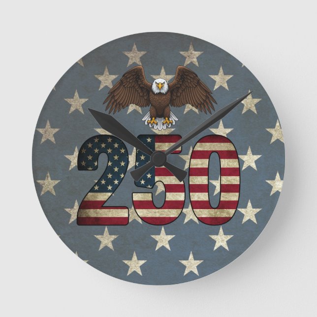 Patriotic Eagle 250 USA Semiquincentennial Rund Klocka (Framsida)