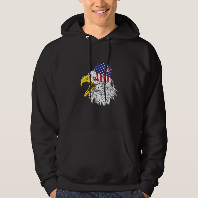 Patriotic Eagle 4:e juli Amerikanska Flagga Hoodie (Framsida)