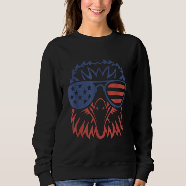 Patriotic Eagle 4:e juli Amerikanska Flagga T Shirt (Framsida)