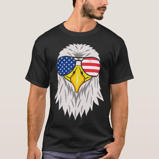 Patriotic Eagle 4:e juli USA American Flagga Bald T Shirt (Framsida)