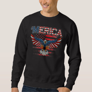 Patriotic Eagle 4:e juli USA American Flagga Meri Lång Ärmad Tröja