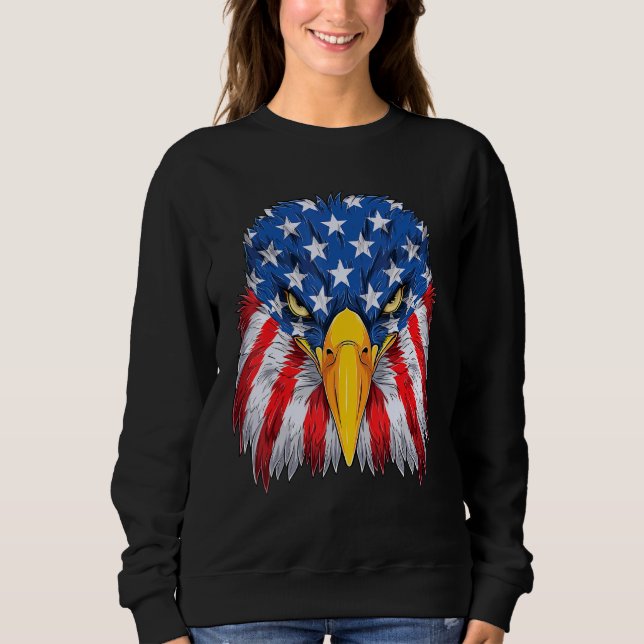 Patriotic Eagle 4:e juli USA American Flagga Meri T Shirt (Framsida)