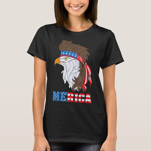 Patriotic Eagle 4:e juli USA American Flagga Meri T Shirt (Framsida)