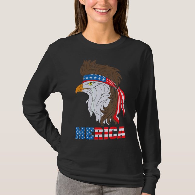 Patriotic Eagle 4:e juli USA American Flagga Meri T Shirt (Framsida)