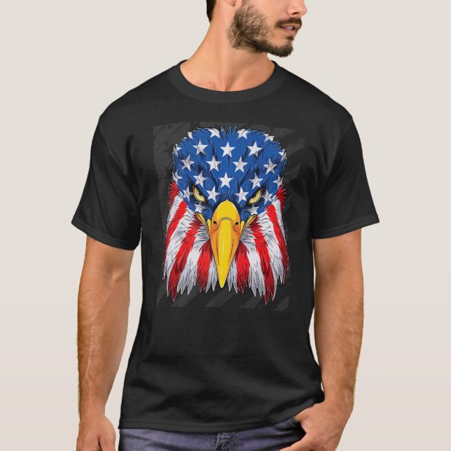Patriotic Eagle 4:e juli USA American Flagga Meri T Shirt (Framsida)
