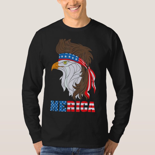 Patriotic Eagle 4:e juli USA American Flagga Meri T Shirt (Framsida)