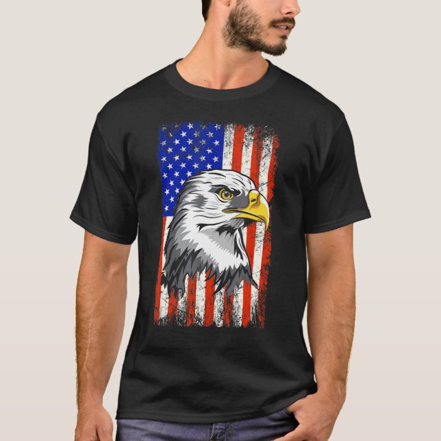 Patriotic Eagle 4:e juli USA amerikanska Flagga 1 T Shirt (Framsida)